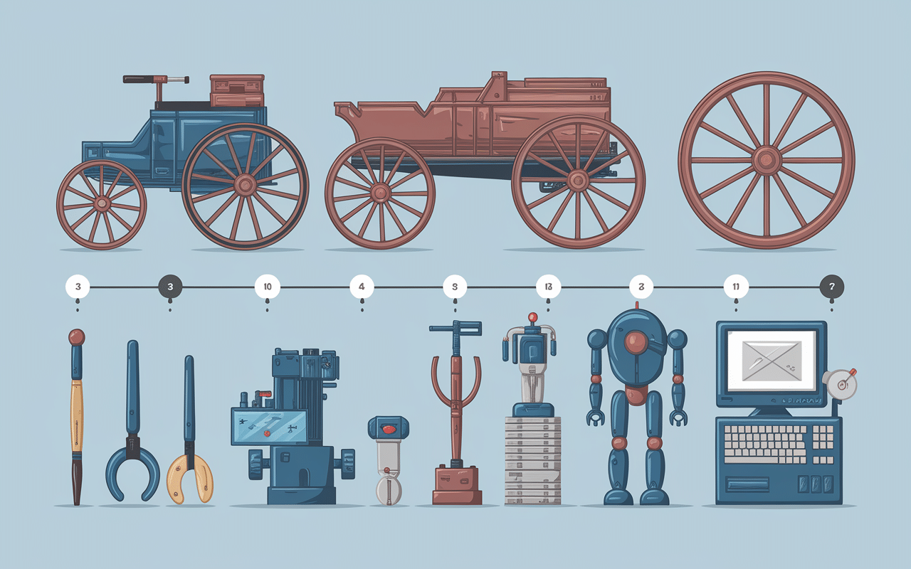 Timeline origines société des ingénieurs Arts et Métiers outils traditionnels à modernes