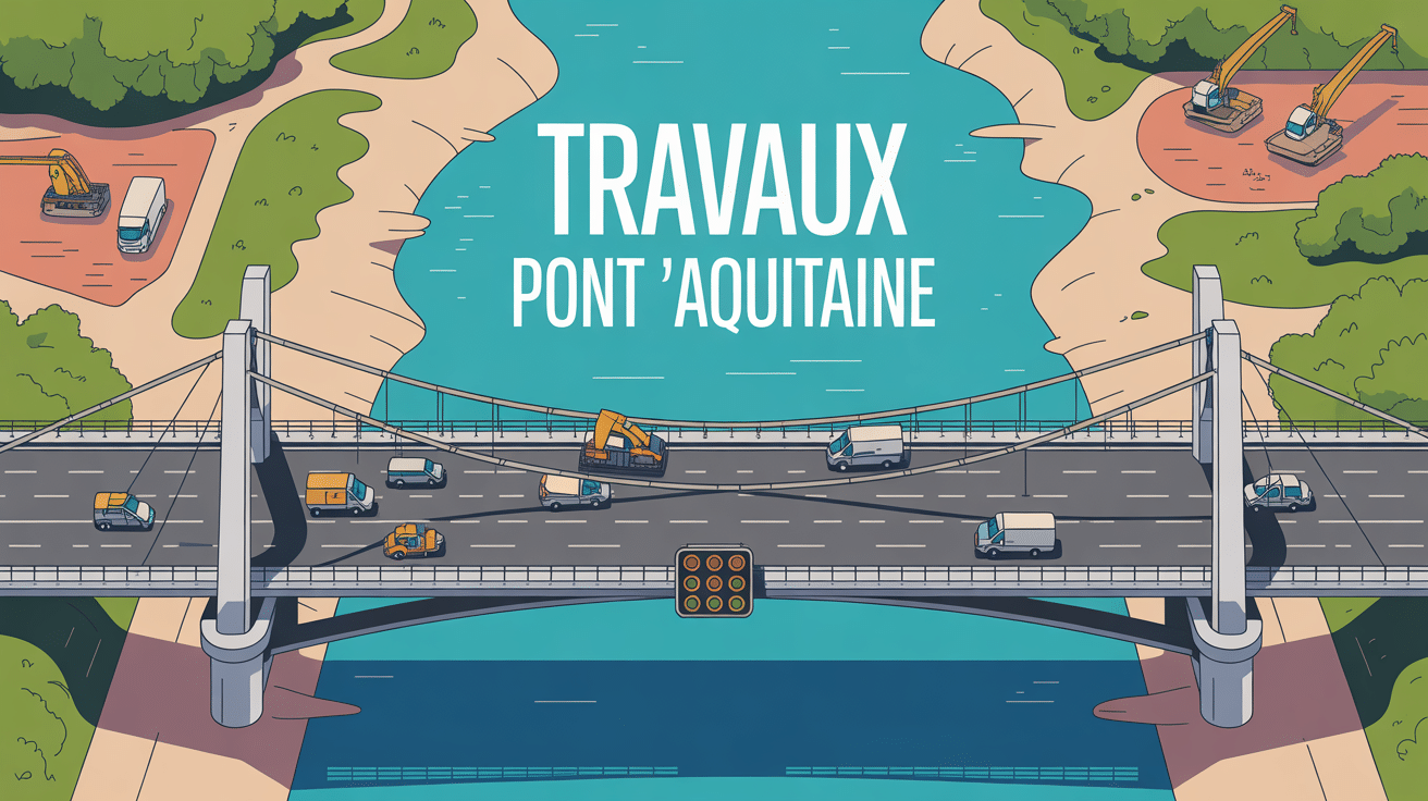 travaux pont d aquitaine illustration aérienne panneaux