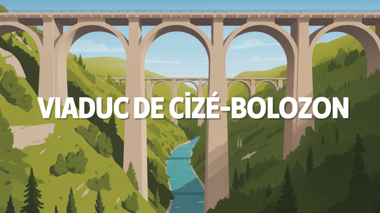 Vue panoramique du viaduc de Cize-Bolozon sur la vallée