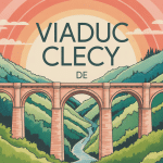 illustration viaduc de clécy au coucher de soleil, vallée suisse normande