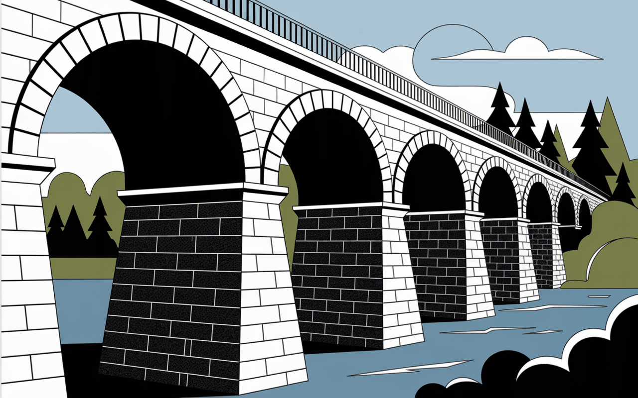 Structure en arches du viaduc de Coquilleau