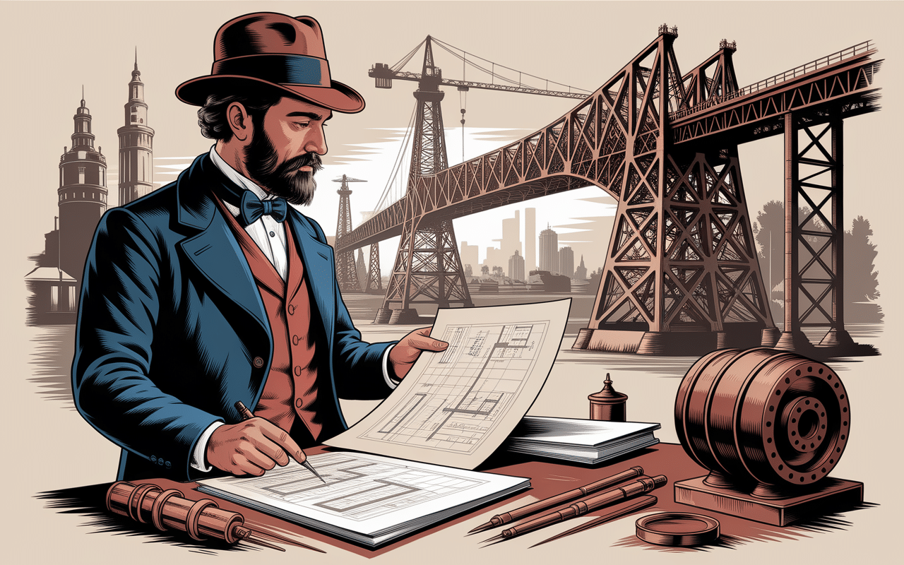 ingénieur eiffel devant viaduc de rouzat