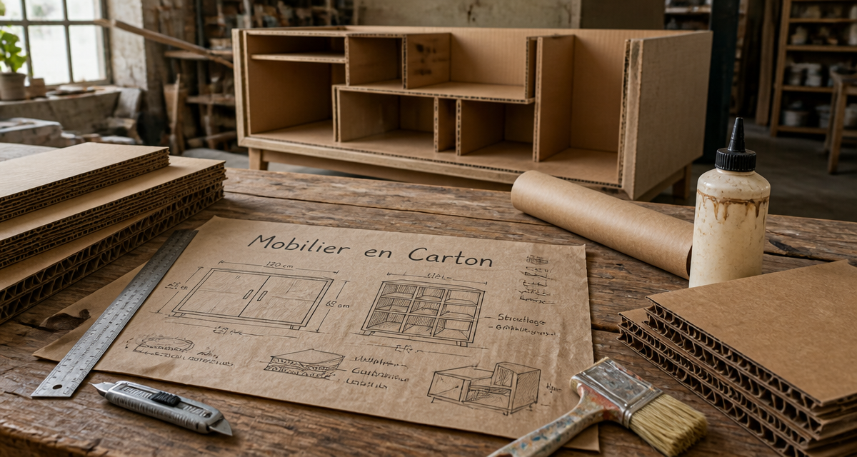 Meuble en carton fabrication plan et outils atelier