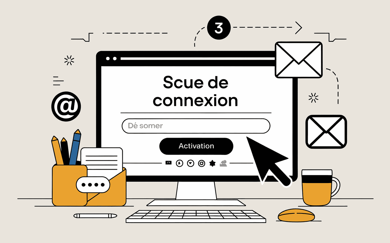Ecran activation compte Sesame Rennes 2 avec etapes et icones