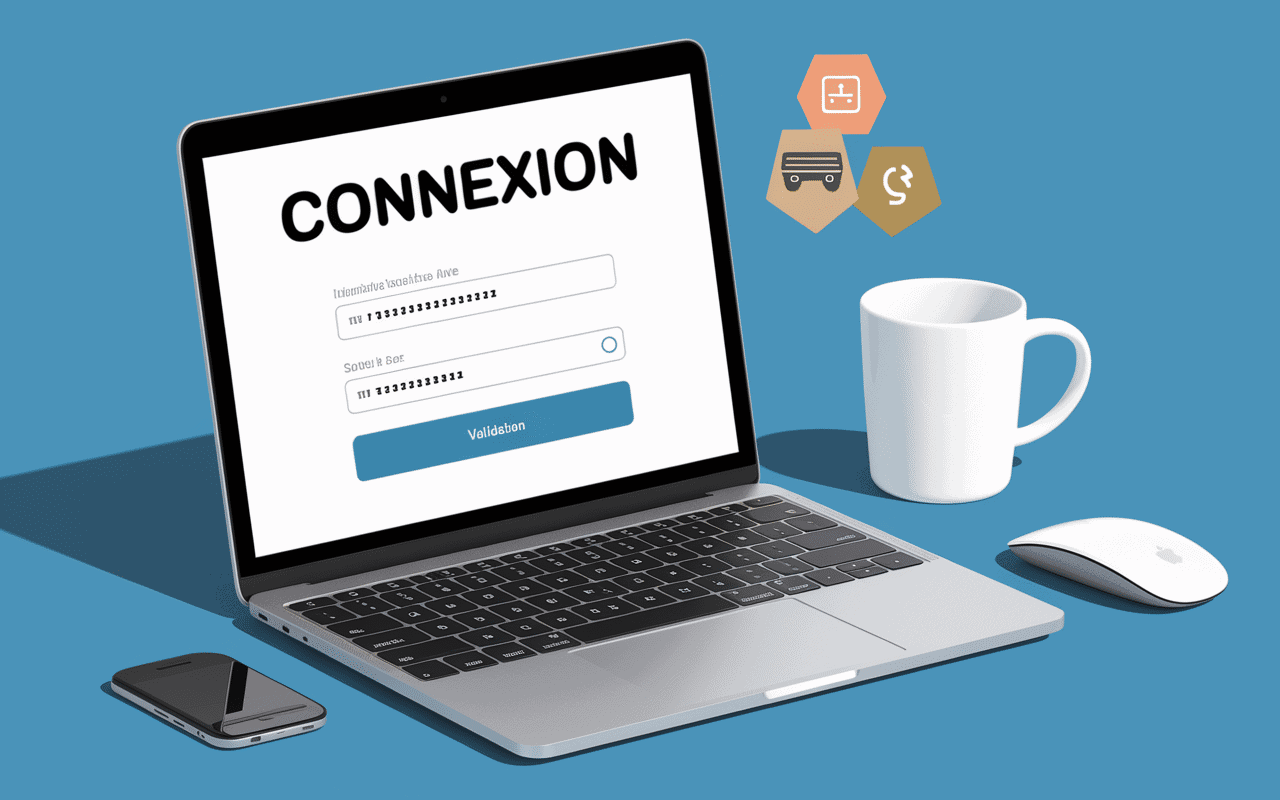 page de connexion ypareo sur ordinateur portable avec champs identifiant et mot de passe