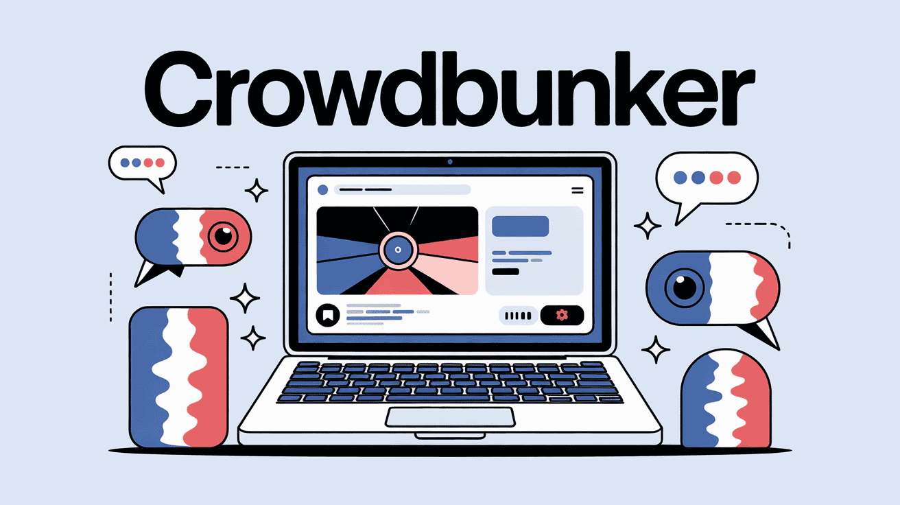 ordinateur portable avec interface crowdbunker et symboles liberte expression