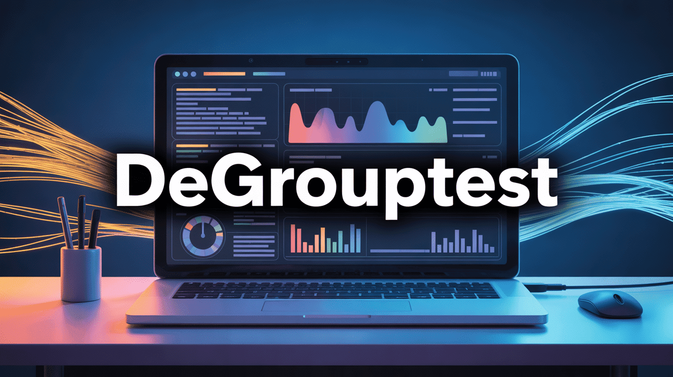 Illustration degrouptest ordinateur et cables fibre optique