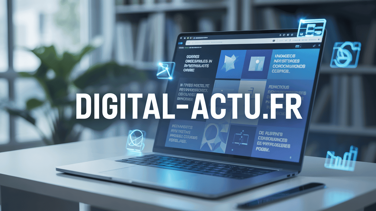 ordinateur moderne avec icones digitales digital-actu.fr