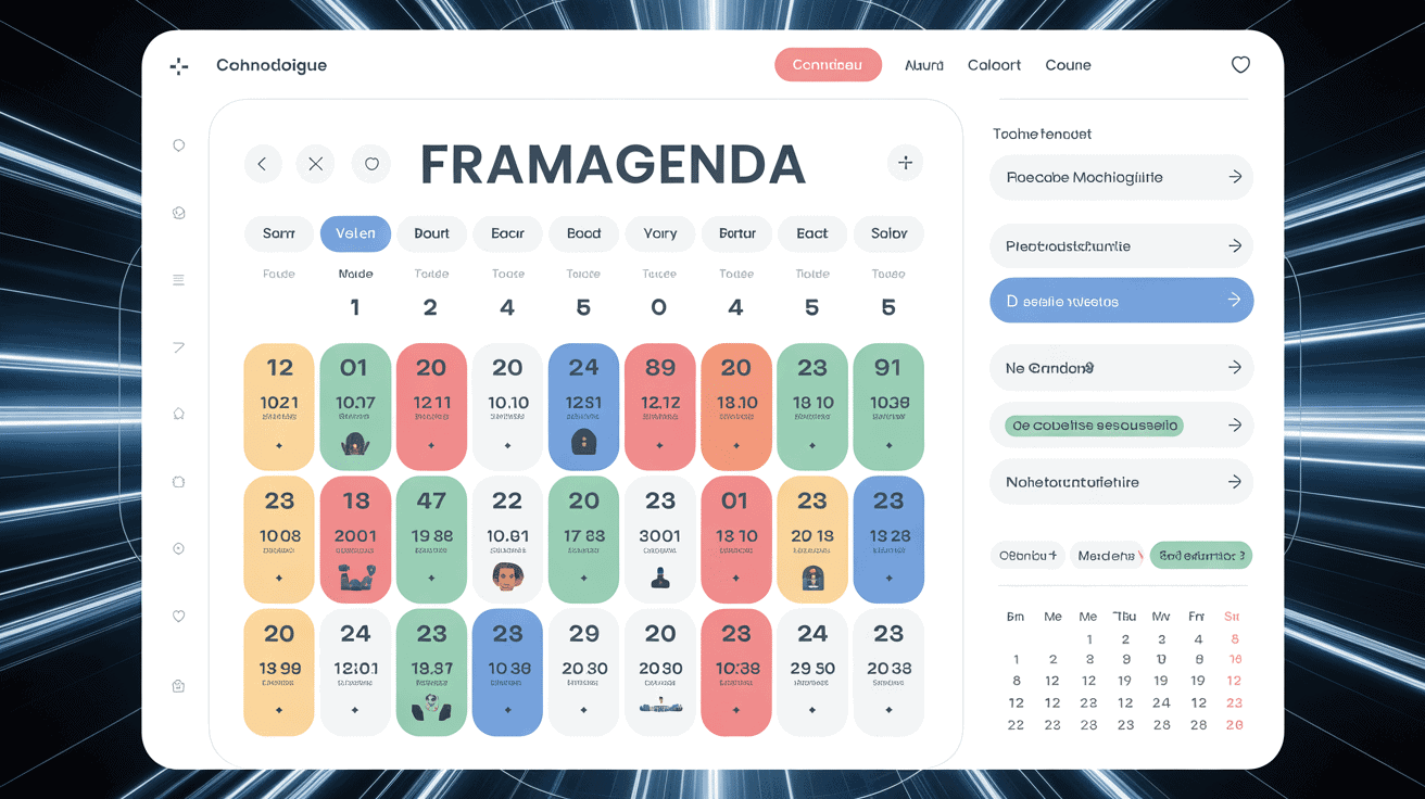 Interface calendrier Framagenda avec symbole confidentialité