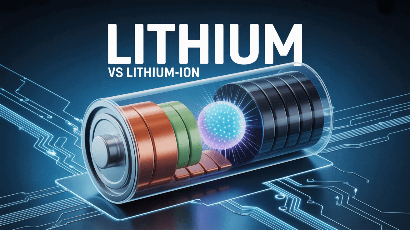 Lithium and lithium ion battery internal components illustration