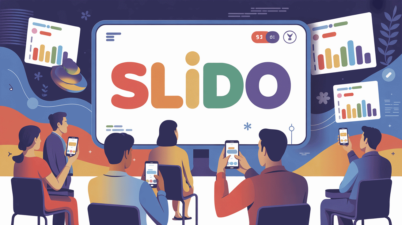 Reunion interactive avec Slido et participants utilisant smartphones