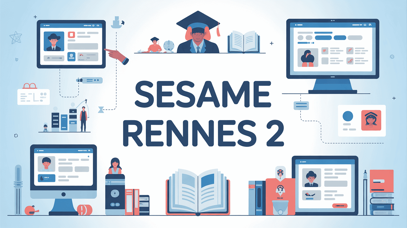 Image portail numerique Sesame Rennes 2 avec icones et diplômes