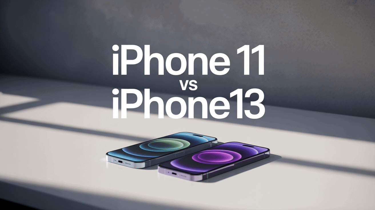 iphone 11 vs iphone 13 côte à côte sur fond blanc