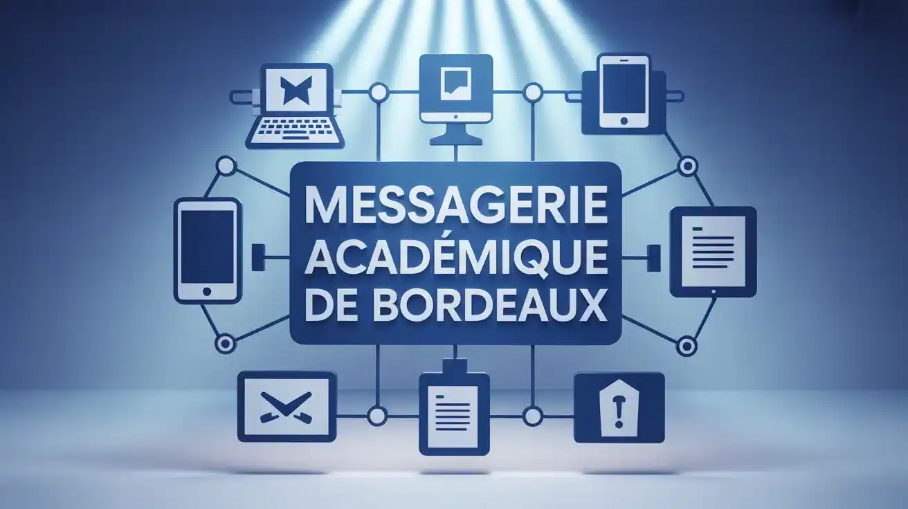 Illustration messagerie académique de Bordeaux avec icônes connectées