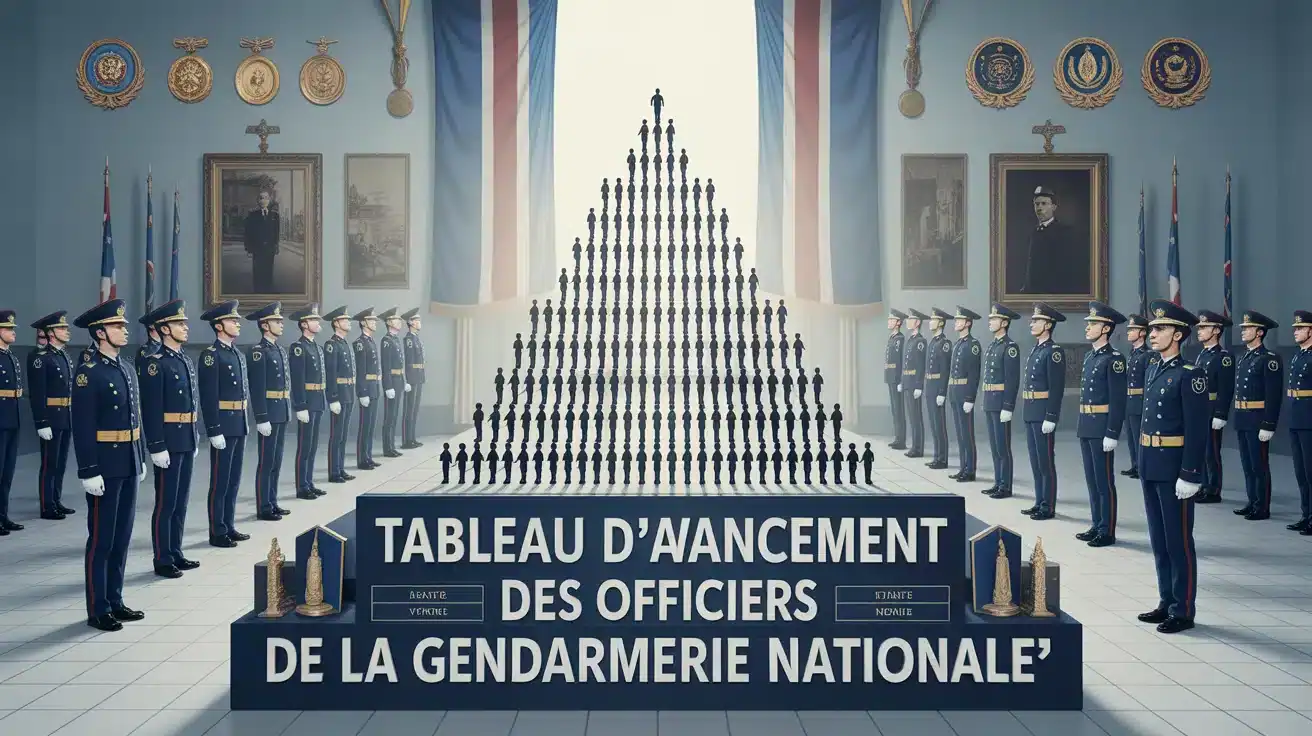 illustration vectorielle tableau d avancement des officiers de la Gendarmerie nationale pyramide grades militaires