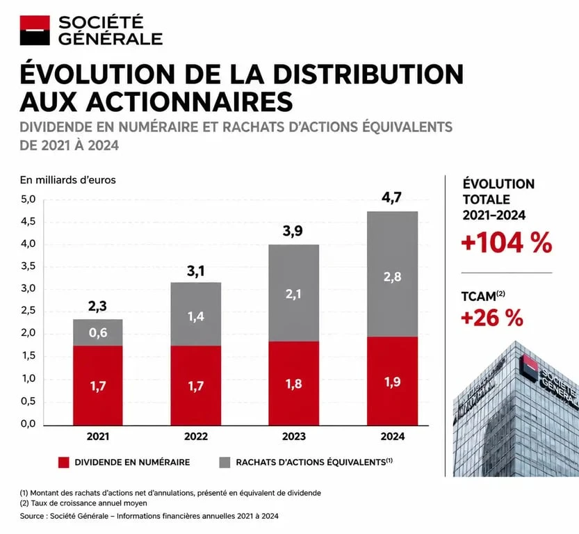 Évolution du dividende de la Société Générale de 2021 à 2024