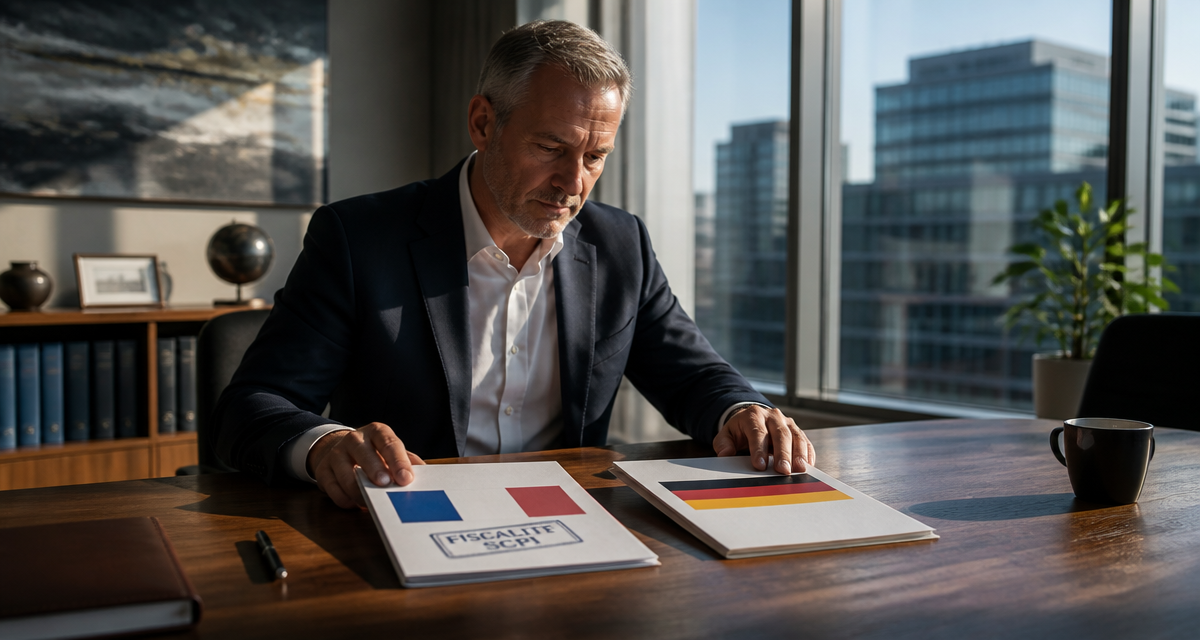 Homme analysant fiscalité SCPI étrangère dossiers européens