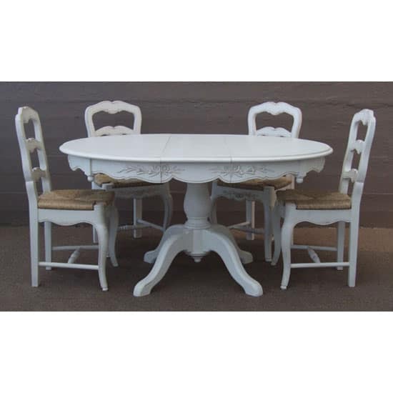 French Oval Pedestal Table with 2 Extensions - Romance - Image 3