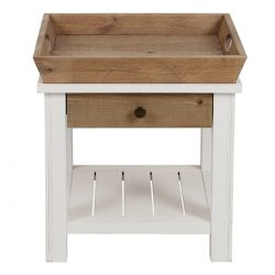 French Bedside Table with Tray - Coastal