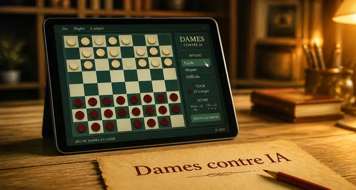 Jeux de dames gratuit contre l'ordinateur : 4 niveaux de difficulté (sans inscription)