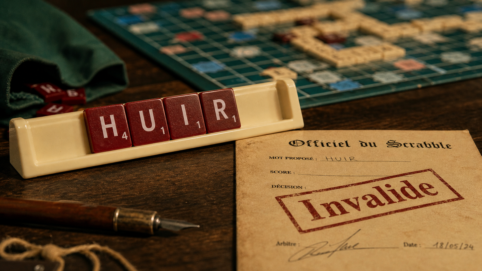 Huir au Scrabble : mot invalide, vérification à faire