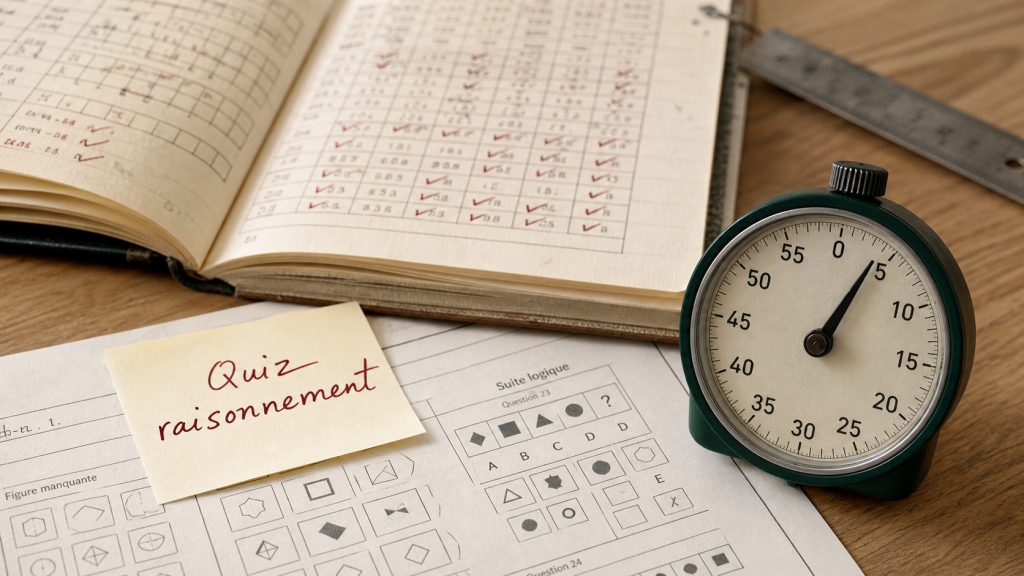 Test de raisonnement : logique, verbal, numérique et spatial sous contrainte de temps