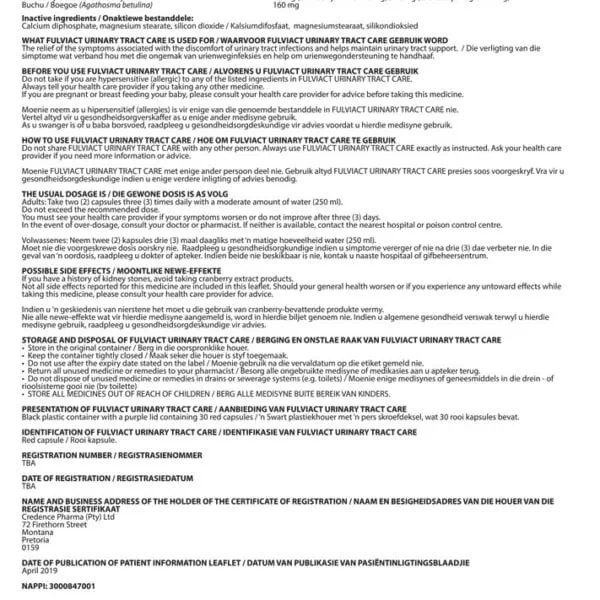 FulviAct - Urinary Tract Care - Insert - Page 2
