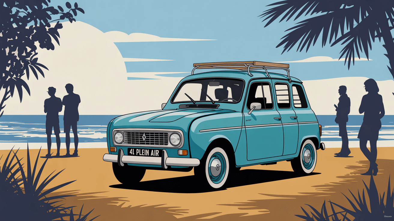 4l plein air voiture de plage vintage française