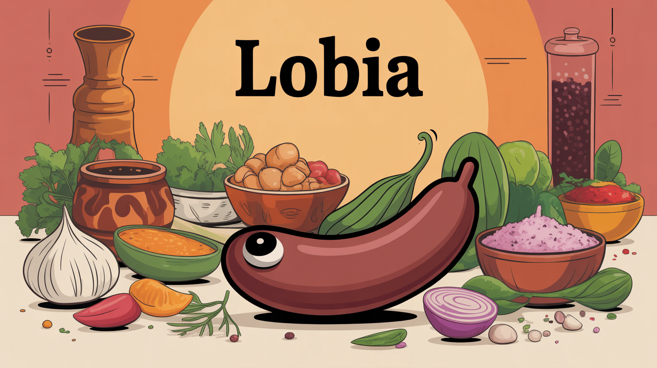 Illustration lobia haricot à œil noir cuisine épices