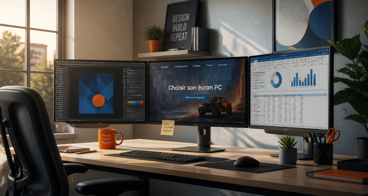 comparatif écran pc trois écrans bureau moderne