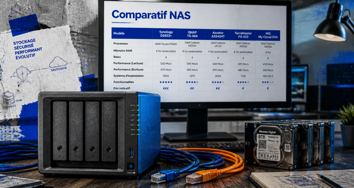 Comparatifs NAS sur bureau moderne