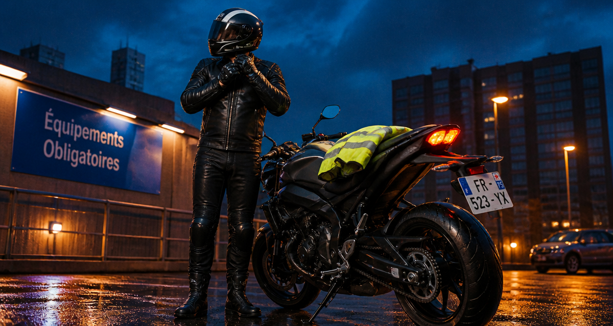 motard équipements moto obligatoire casque gants gilet jaune