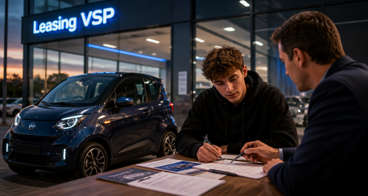 Leasing voiture sans permis devant concessionnaire