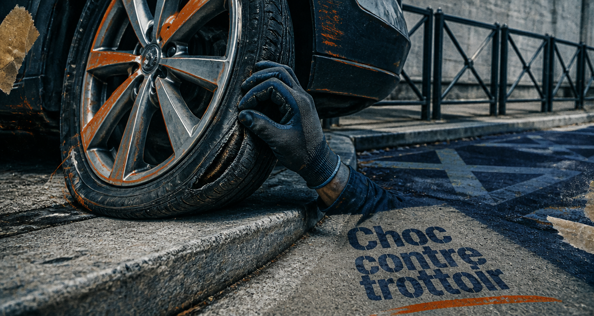 pneu crevé trottoir hernie flanc entaille voiture