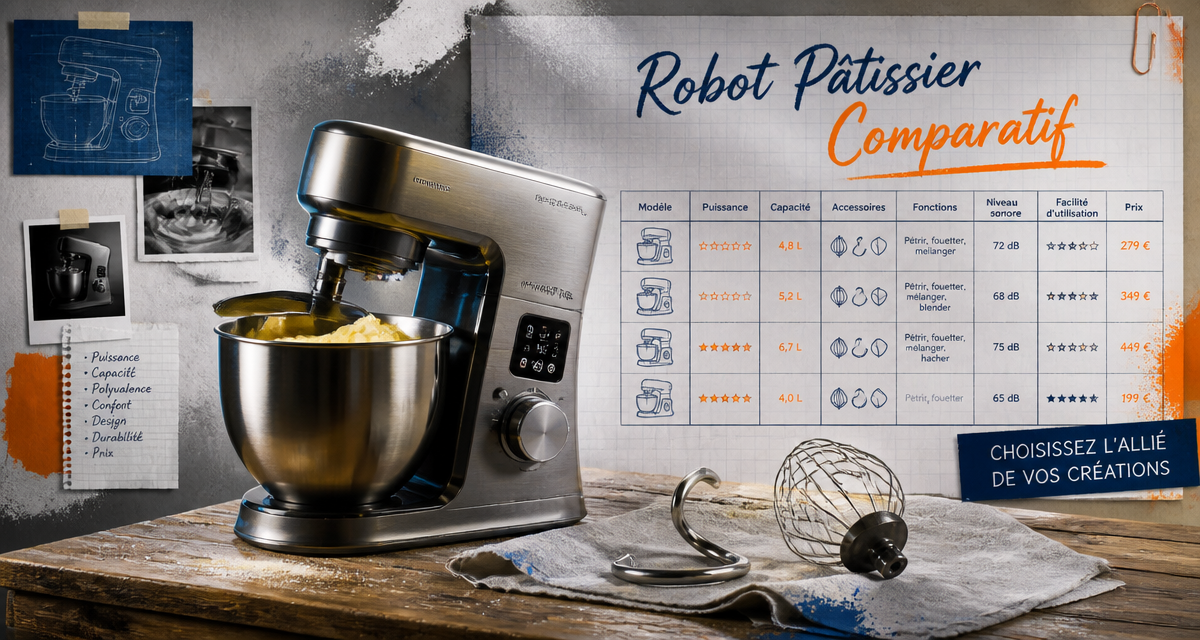 robot pâtissier comparatif bol inox accessoires