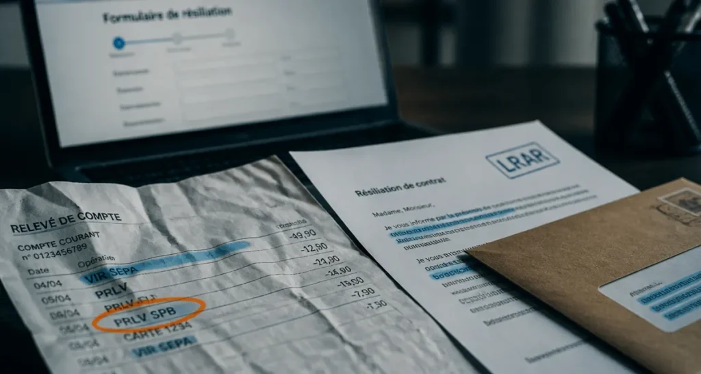 SPB prélèvement résiliation, lettre LRAR et contrat à identifier