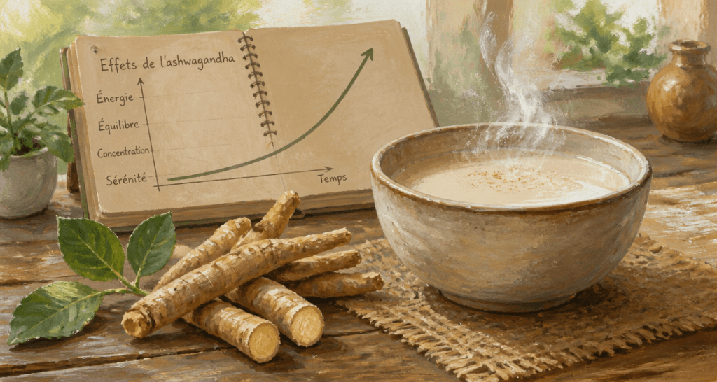 ashwagandha effet au bout de combien de temps racine et lait