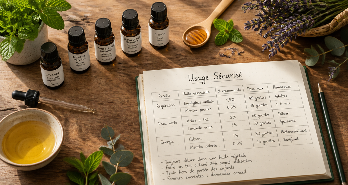 comment utiliser une huile essentielle dilution sur table