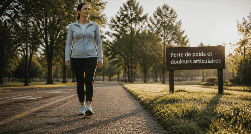 perte de poids et douleurs articulaires femme marche parc
