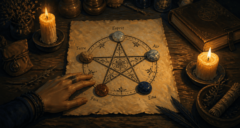 signification pentagramme parchemin cinq éléments