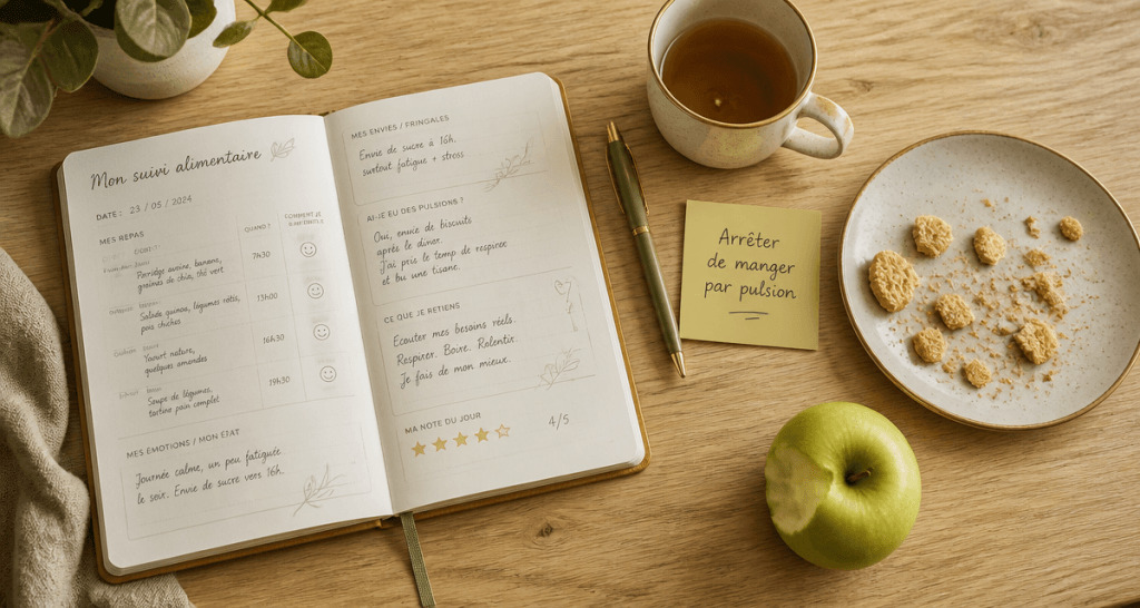 comment arreter de manger vue table carnet biscuits pomme