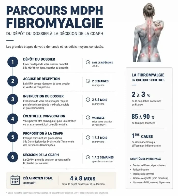 Étapes de la procédure MDPH pour une demande de reconnaissance de fibromyalgie