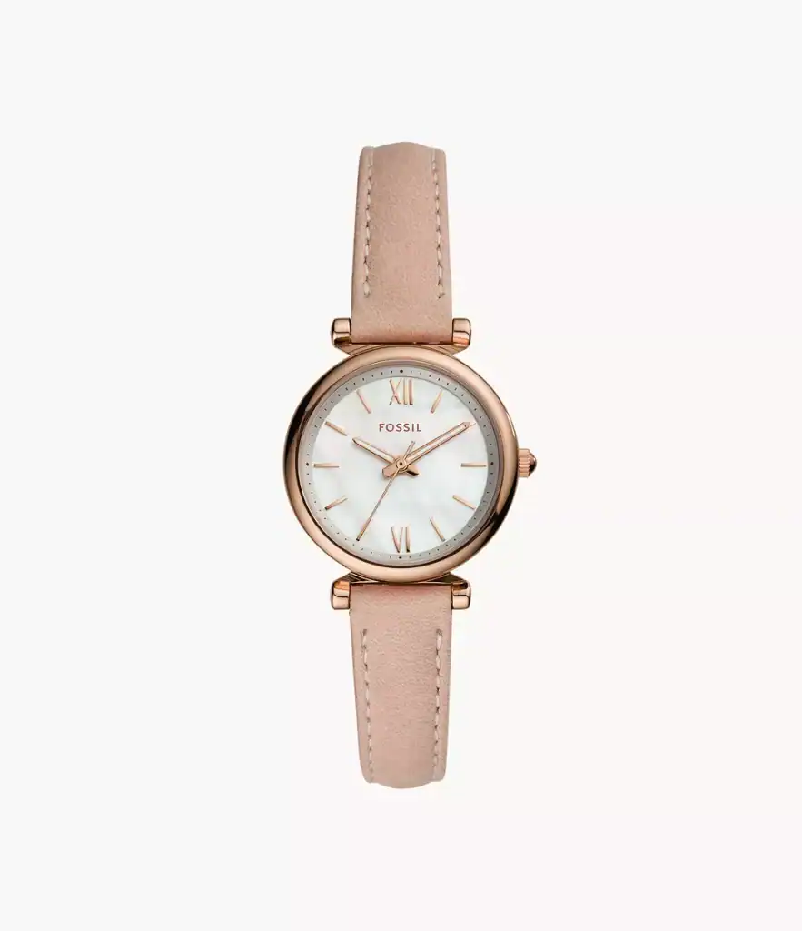 Carlie Mini Three-Hand Blush Leather Watch_ES4699_main