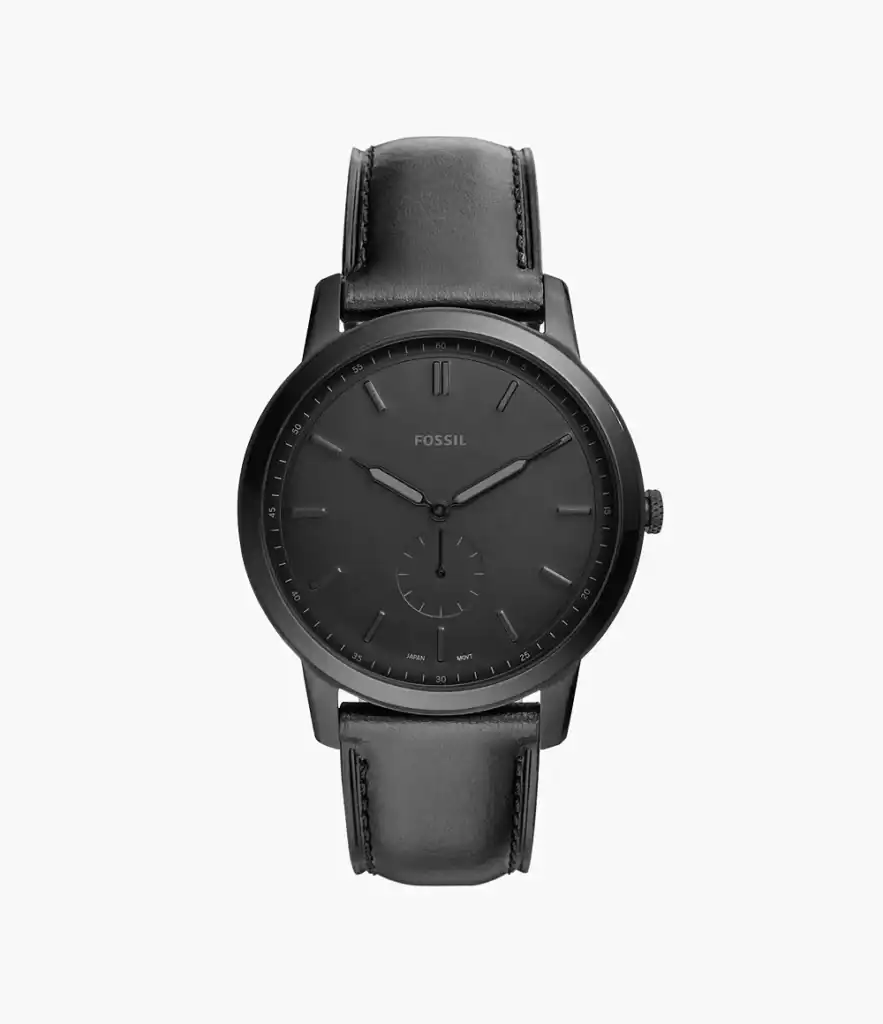 Minimalist Two-Hand Black Leather Watch_FS5447_main
