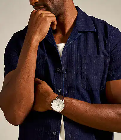 Neutra Chronograph Brown Leather Watch_FS5380_onwrist