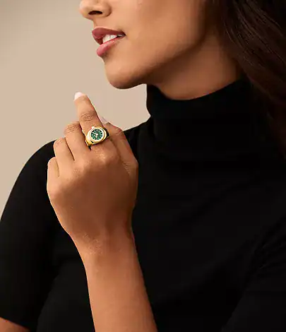 Watch Ring Two-Hand Gold-Tone Stainless Steel_ES5308_onwrist