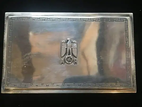 Very RARE Adolf Hitlerâ€™s Personal Formal Hand Hammered Silver Match Safe From The Brown House/Fuhrerbau In Munich Brought Home By A U.S. Solider Certified By The Gettysburg Museum Of History