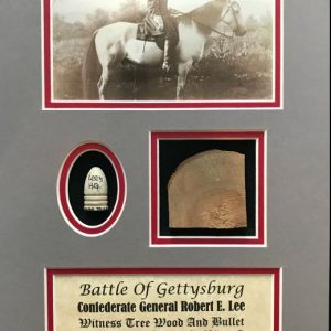 Gen. Leeâ€™s Headquarters Witness Wood And Authentic Gettysburg Bullet Display In Collectorâ€™s Glass Case