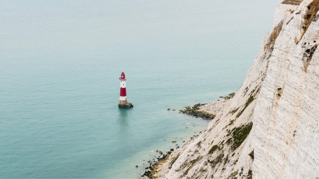 Eastbourne lighthouse on the Sussex coast