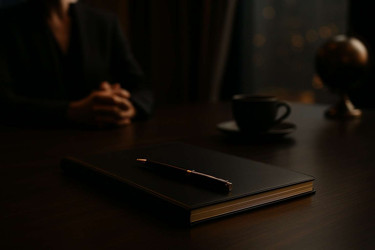 Elegant black and gold workspace setup with laptop and digital tools, representing strategic website planning and custom WordPress architecture.